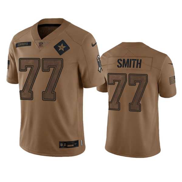 Men%27s Dallas Cowboys #77 Tyron Smith 2023 Brown Salute To Service Limited Football Stitched Jersey Dyin
